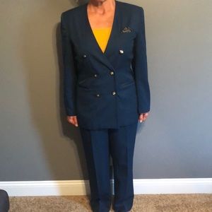 Casual Corner Double-breasted Teal pantsuit